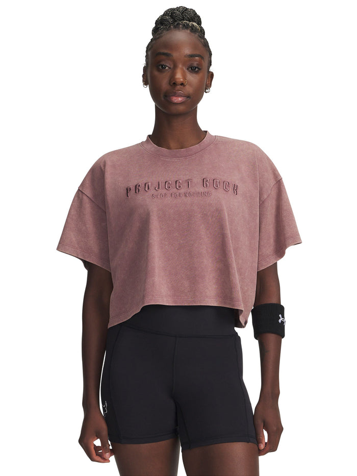 Polera manga corta de entrenamiento para mujer Project Rock roja Under Armour