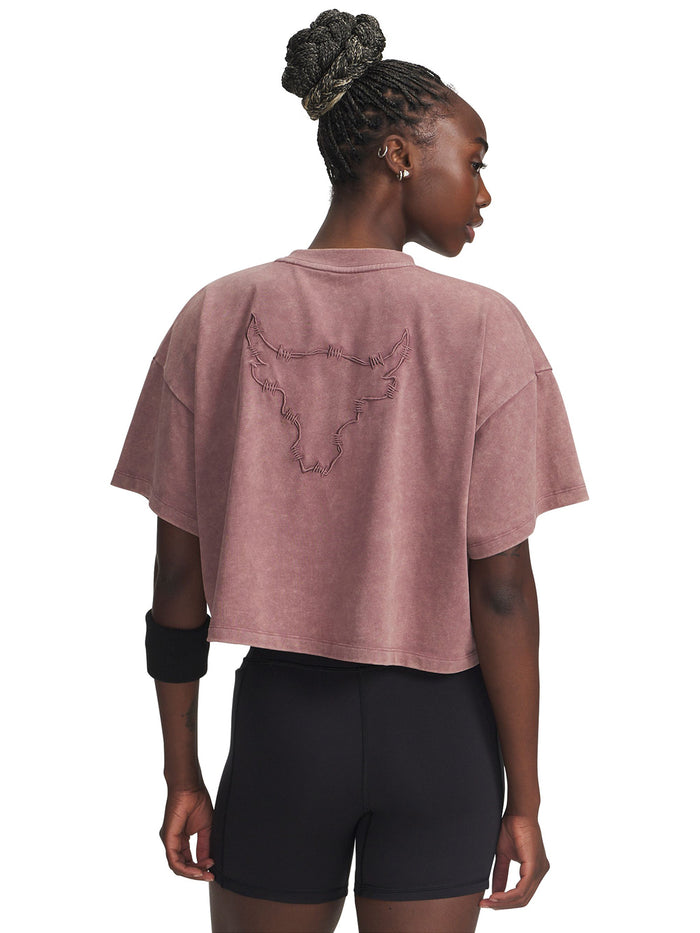 Polera manga corta de entrenamiento para mujer Project Rock roja Under Armour
