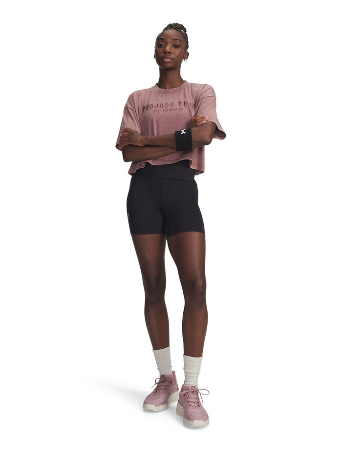 Polera manga corta de entrenamiento para mujer Project Rock roja Under Armour