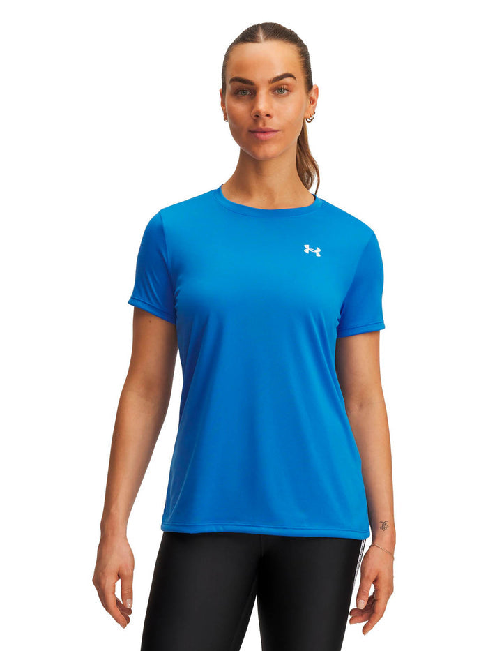 Polera manga corta de entrenamiento para mujer Tech azul Under Armour