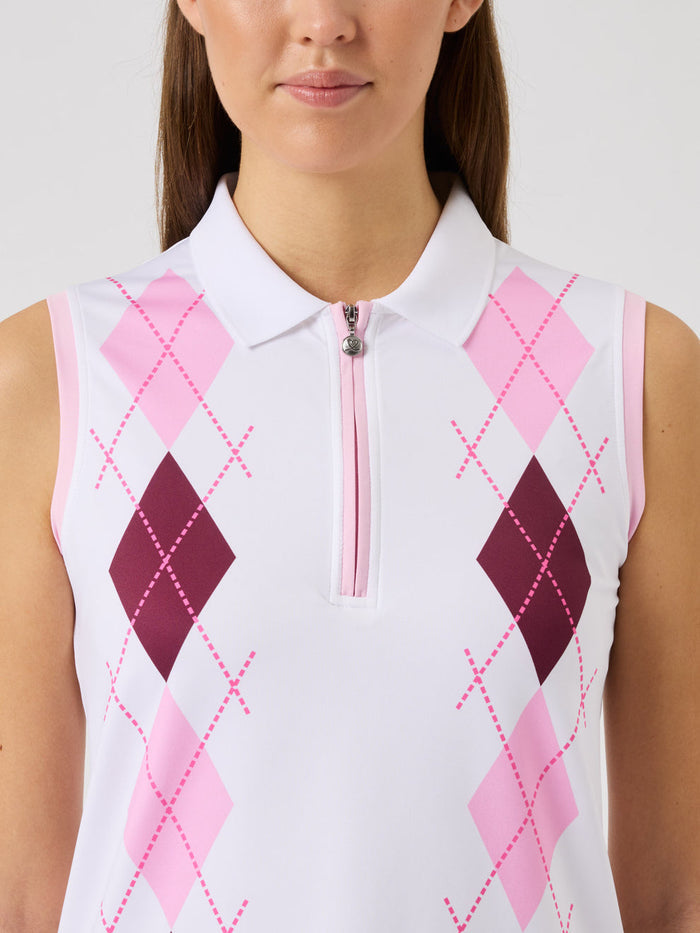 POLO DAILY ARGYLE SANS MANCHES FEMME