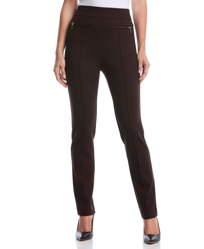 Ponte Slim Leg Pant (Dark Chocolate)