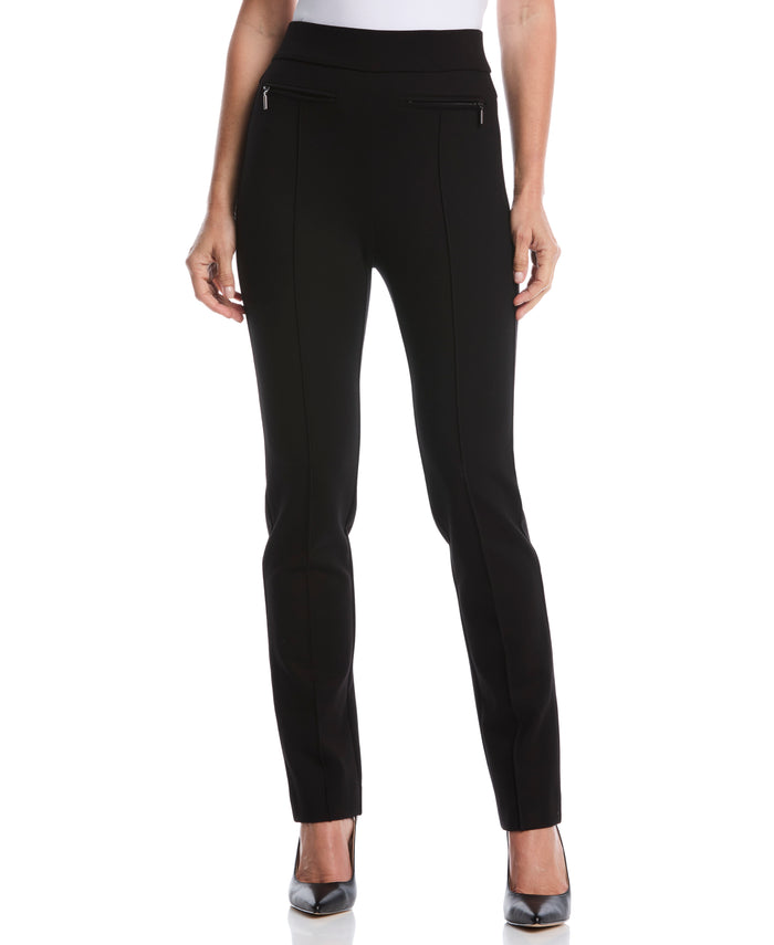 Petite Ponte Slim Leg Pant (Black)