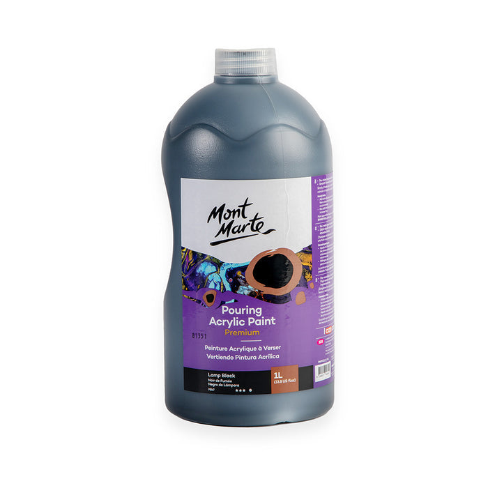 Pouring Acrylic Paint Premium 1L (33.8 US fl.oz) Bottle - Lamp Black