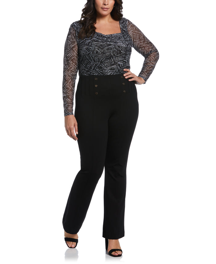 Printed Asymmetrical Mesh Top-Tee-Rafaella-Sportswear