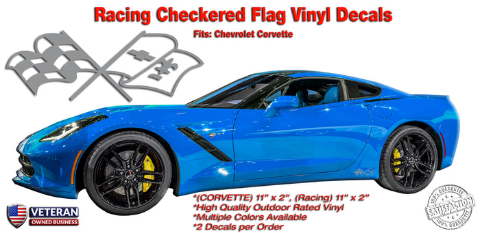 Racing Flag Window Rocker Vinyl Decals fits Corvette ZR1 Z06 C6 C5 C4 Stingray