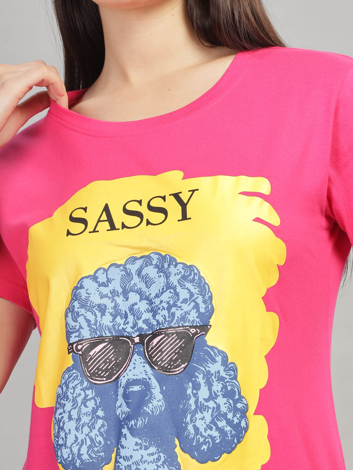 Premium Rani Pink Stylish Long T-Shirt for Women