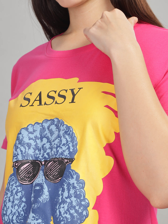 Premium Rani Pink Stylish Long T-Shirt for Women