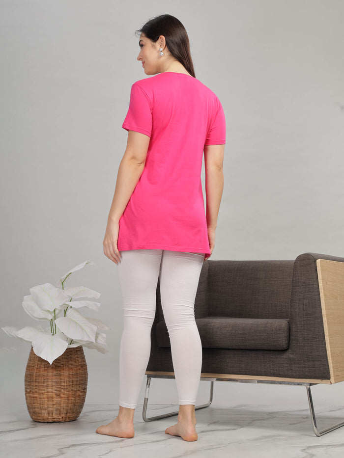 Premium Rani Pink Stylish Long T-Shirt for Women