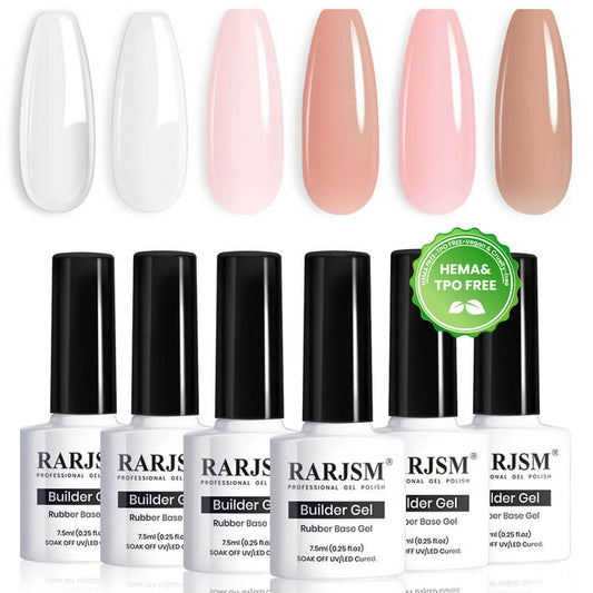 RARJSM ® 6 in 1 Builder Gel |6 Netural Colors  Rubber Base Extension Gel Set | 7.5 ml