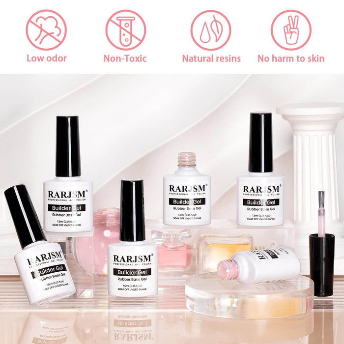 RARJSM ® 6 in 1 Builder Gel |6 Netural Colors Rubber Base Extension Gel Set | 7.5 ml
