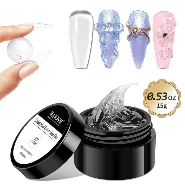 RARJSM ®Non-stick Solid Builder Gel |Clear Solid Building Extension Nail Gel | 15g