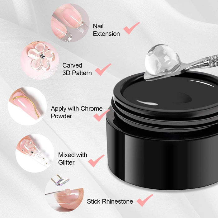 RARJSM ®Non-stick Solid Builder Gel |Clear Solid Building Extension Nail Gel | 15g