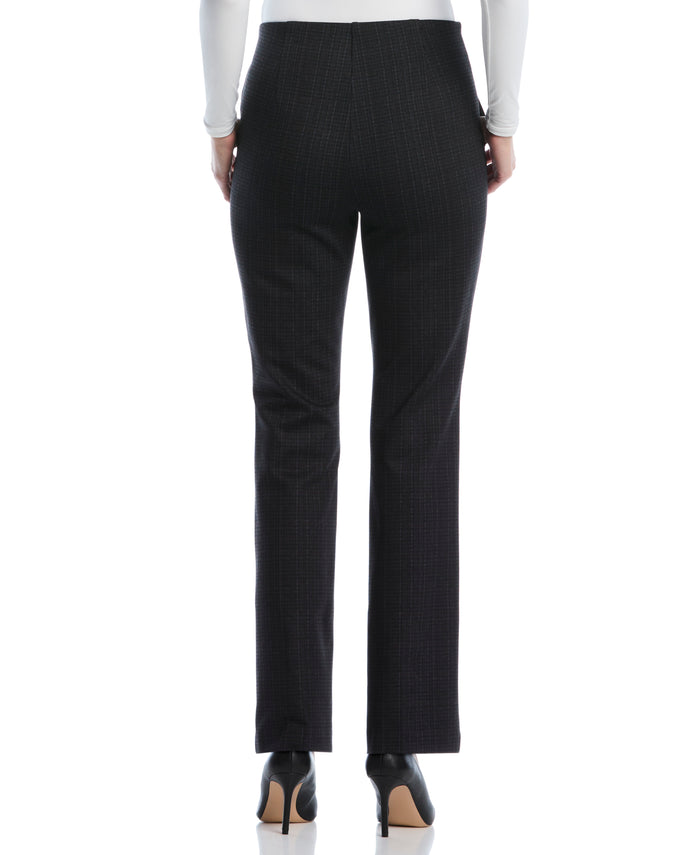 Red Plaid Print Bootcut Ponte Pant (Black)