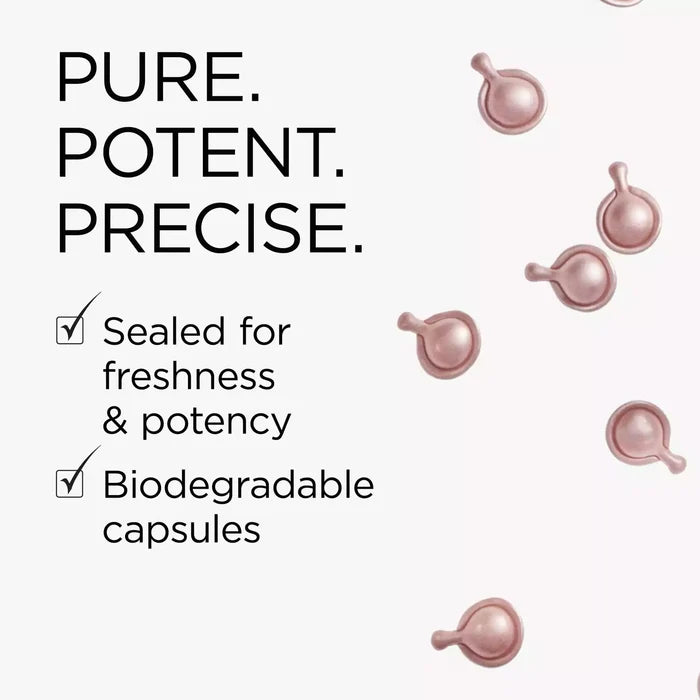 Pure. Potent. Precise. Sealed for freshness and potency. Biodegradable capsules.