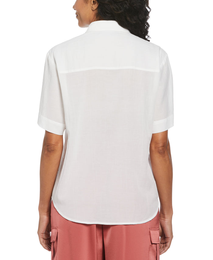 Rhinestone Embellished Relaxed Blouse (White)