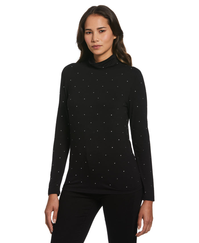 Rhinestone Turtleneck (Black)
