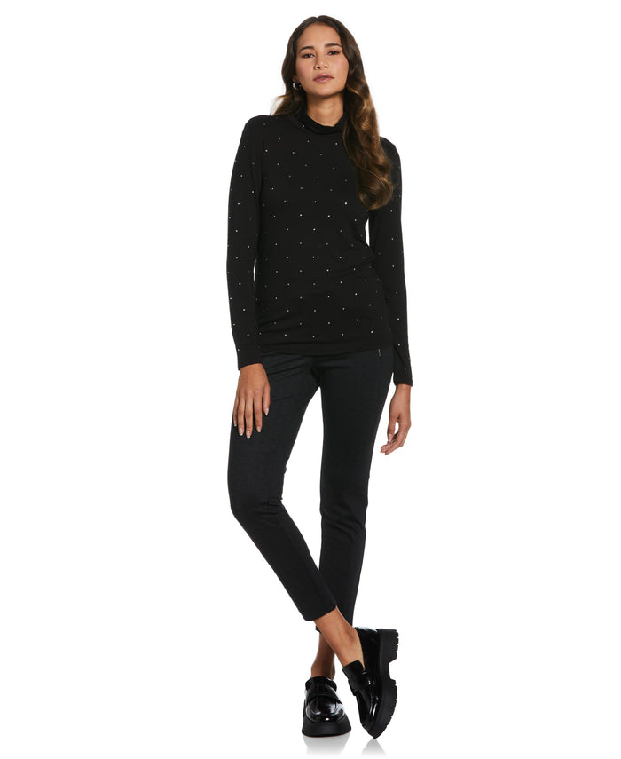 Rhinestone Turtleneck (Black)