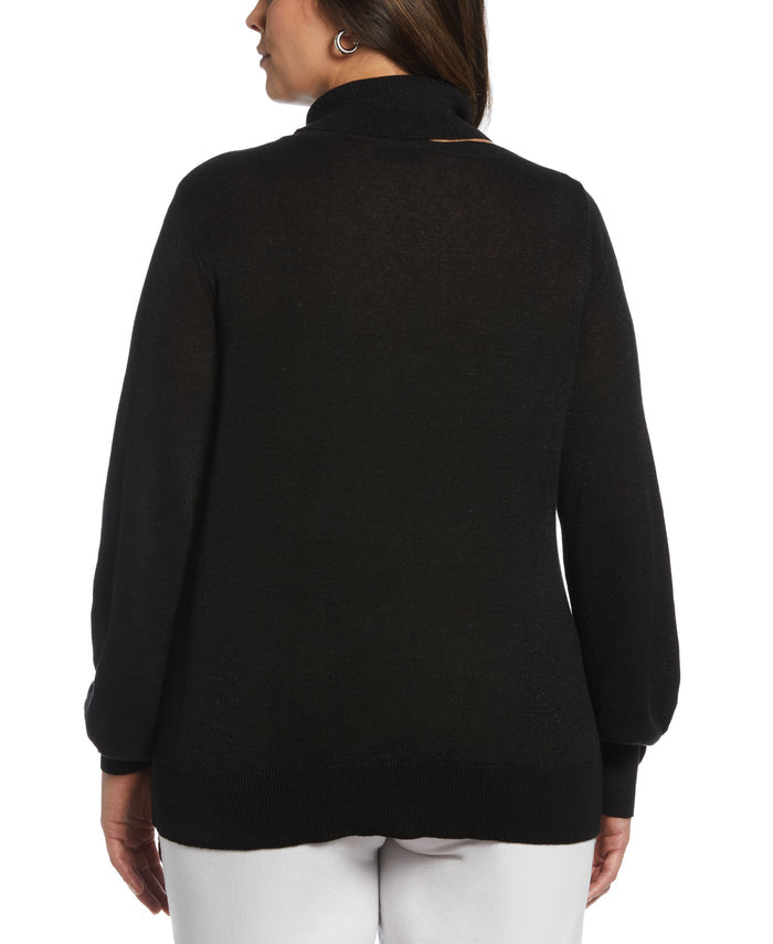 Rib Trim Cut Out Sweater (Black)
