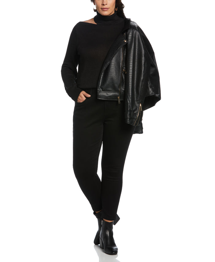 Rib Trim Cut Out Sweater-Sweater-Rafaella-Sportswear