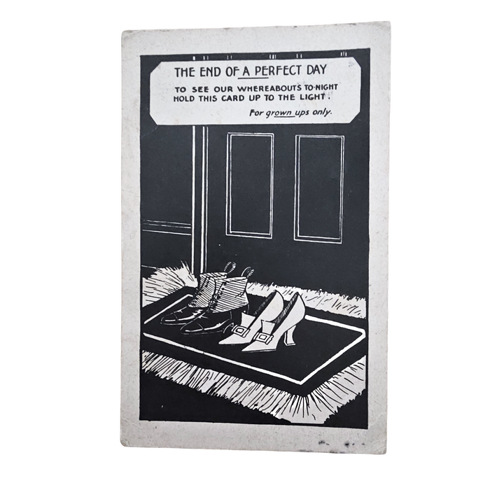 Romantic Comic Postcard Couples Shoes at Door Fake HTL Novelty Trick Card