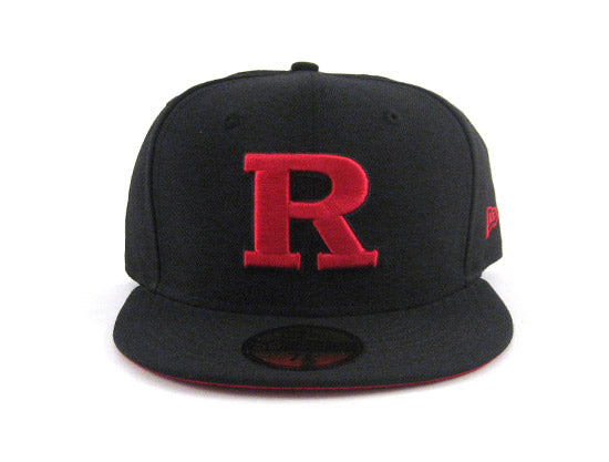 Rutgers University 59FIFTY New Era Fitted Hats (BLACK RED UNDER BRIM)