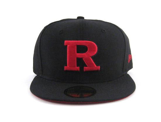 Rutgers University 59FIFTY New Era Fitted Hats (BLACK RED UNDER BRIM)