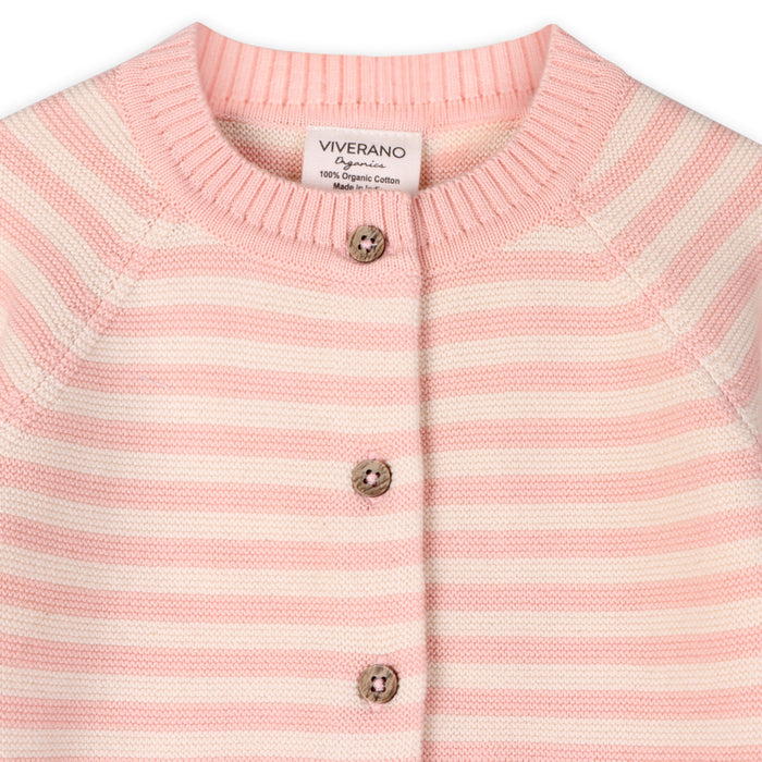 Sailboats & Stripe Baby Sweater Knit Cardigan Top Detail (Organic Cotton)