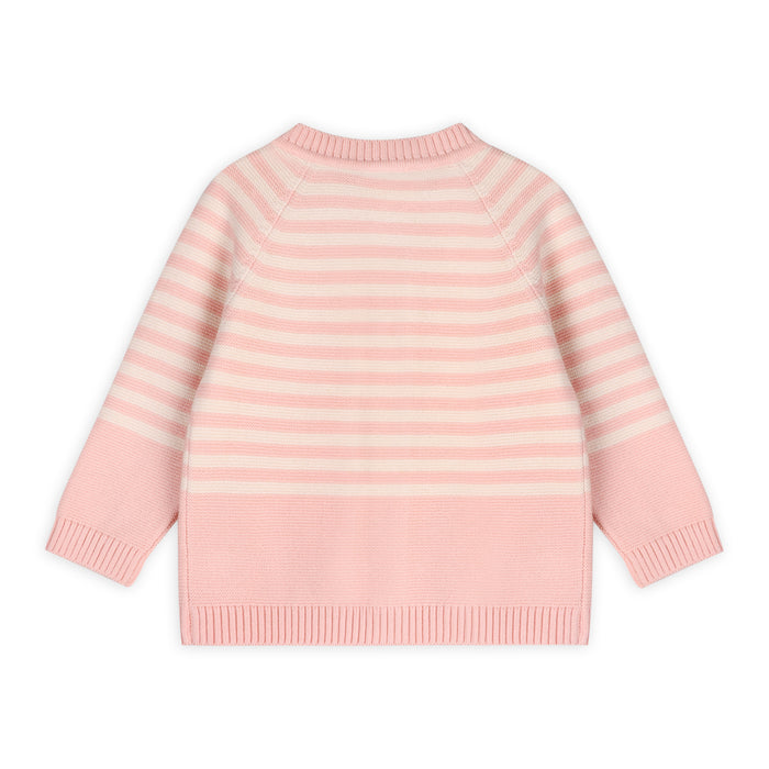 Sailboats & Stripe Baby Sweater Knit Cardigan Back (Organic Cotton)