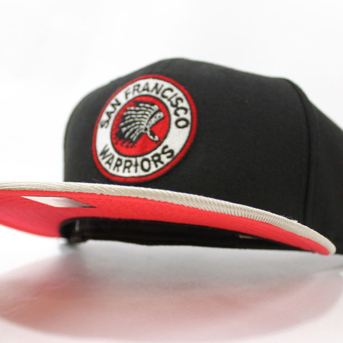 San Francisco Warriors New Era 59Fifty Fitted Hat (Black M Sliver Lava Red Under Brim)