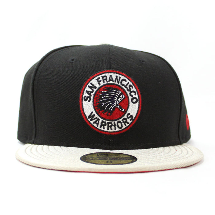 San Francisco Warriors New Era 59Fifty Fitted Hat (Black M Sliver Lava Red Under Brim)