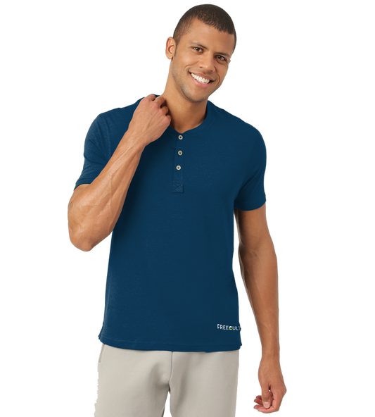 Sapphire Blue Henley 2.0 - Half Sleeves (Pack Of 1)