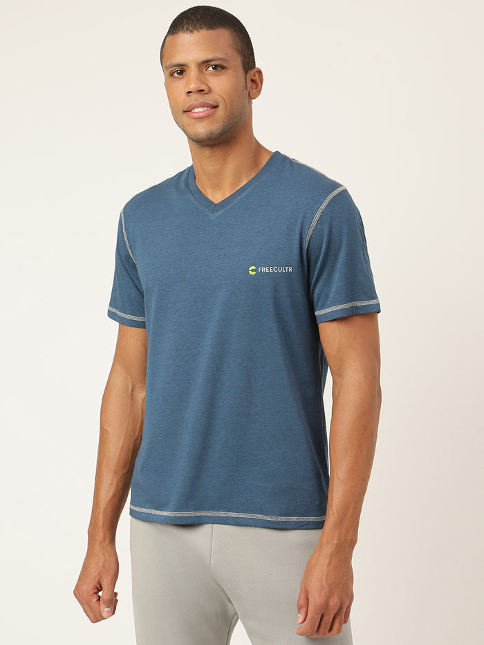 Sapphire Blue Men's Organic Bamboo Casual Tees - V Neck (Pack Of 1)