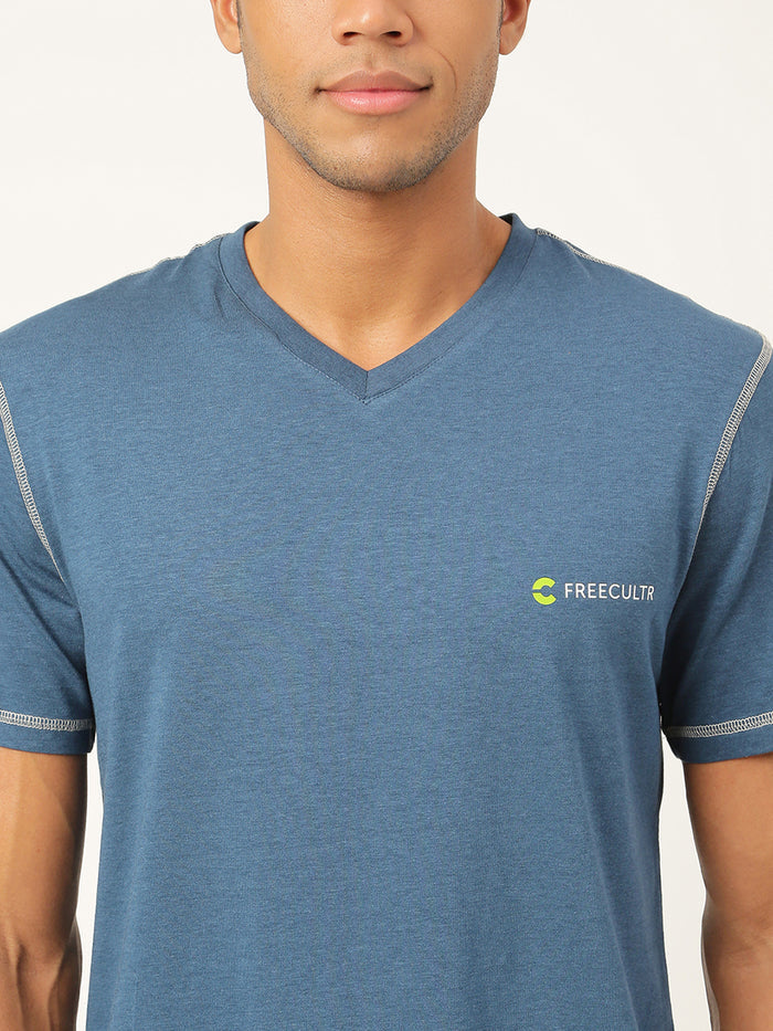 Sapphire Blue Men's Organic Bamboo Casual Tees - V Neck (Pack Of 1)