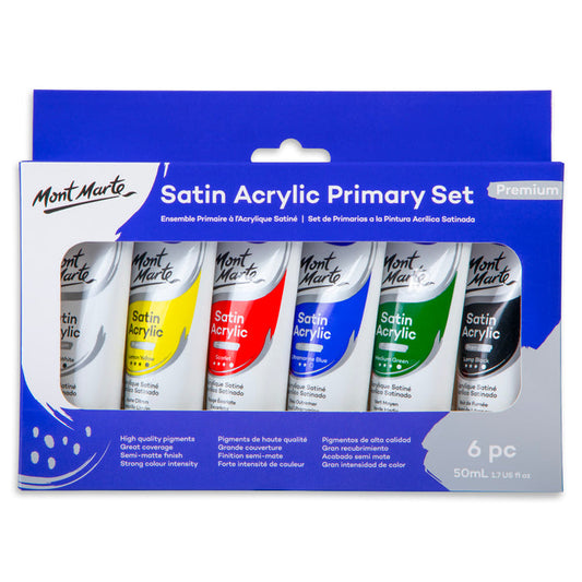 Satin Acrylic Primary Paint Set 6pc x 50ml (1.7 US fl.oz)