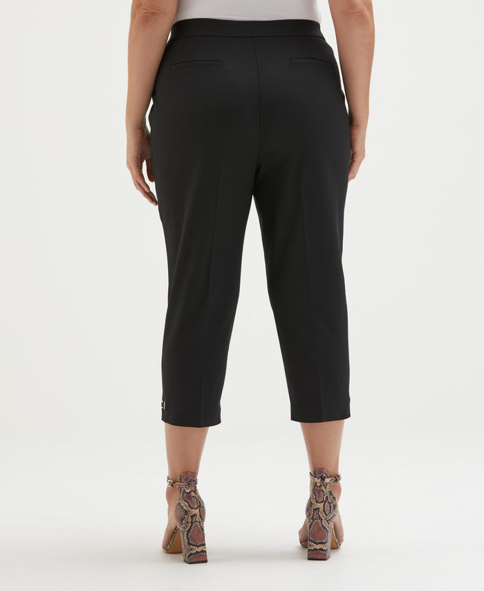 Satin Twill Capri With Grommets (Black)