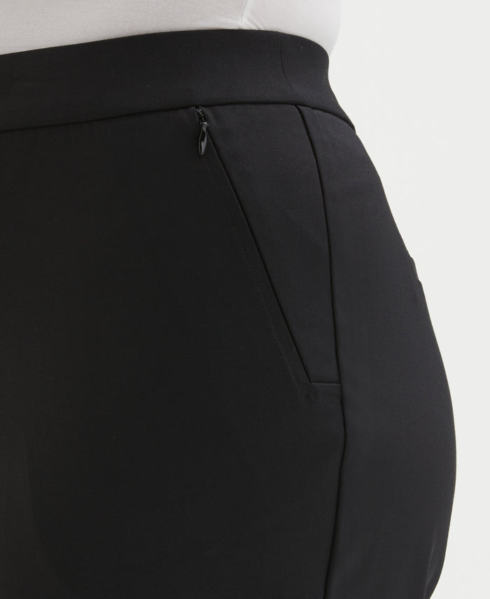 Satin Twill Capri With Grommets (Black)