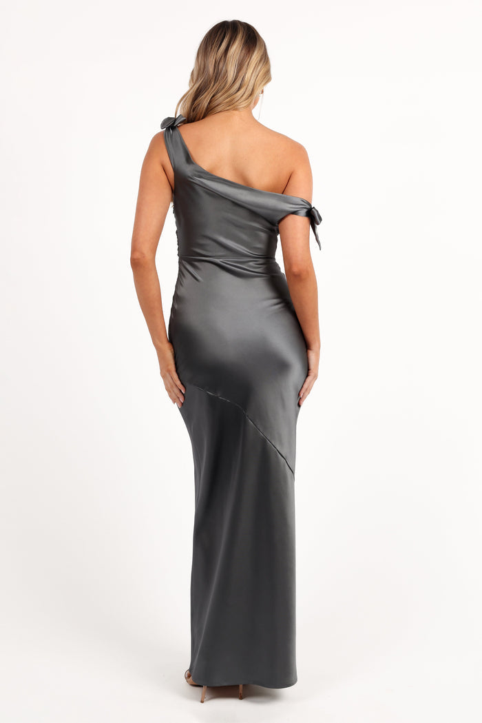 Petal and Pup USA DRESSES Selma Off Shoulder Maxi Dress - Steel Gray