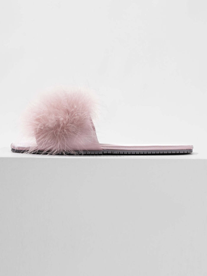 Shoe | Pink Feather Slippers | 5/6