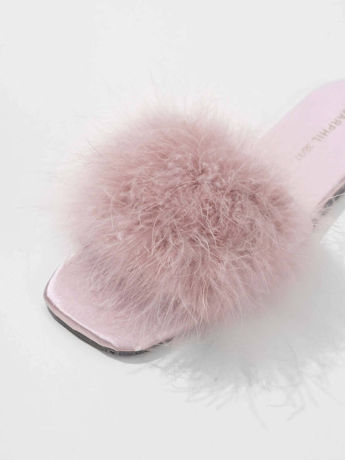 Shoe | Pink Feather Slippers | 5/6