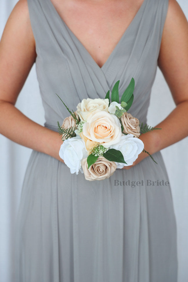 Silk Wedding Bouquet in Beige and Cream - $39.50 | Ridge Collection