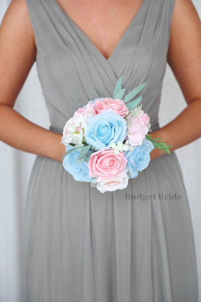 Silk Wedding Bouquet in Pink and Blue - $39.50 | Smathers Collection
