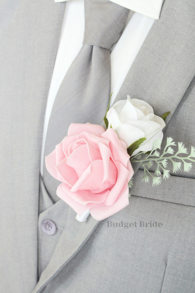 Silk Wedding Bouquet in Pink and Gray - $39.50 | Surcee's Collection