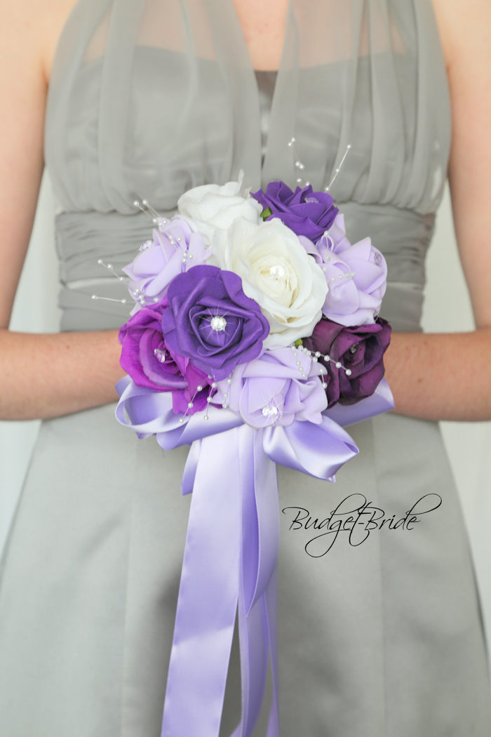 Silk Wedding Bouquet in Purple and Lavender  - $65.00 | Shay