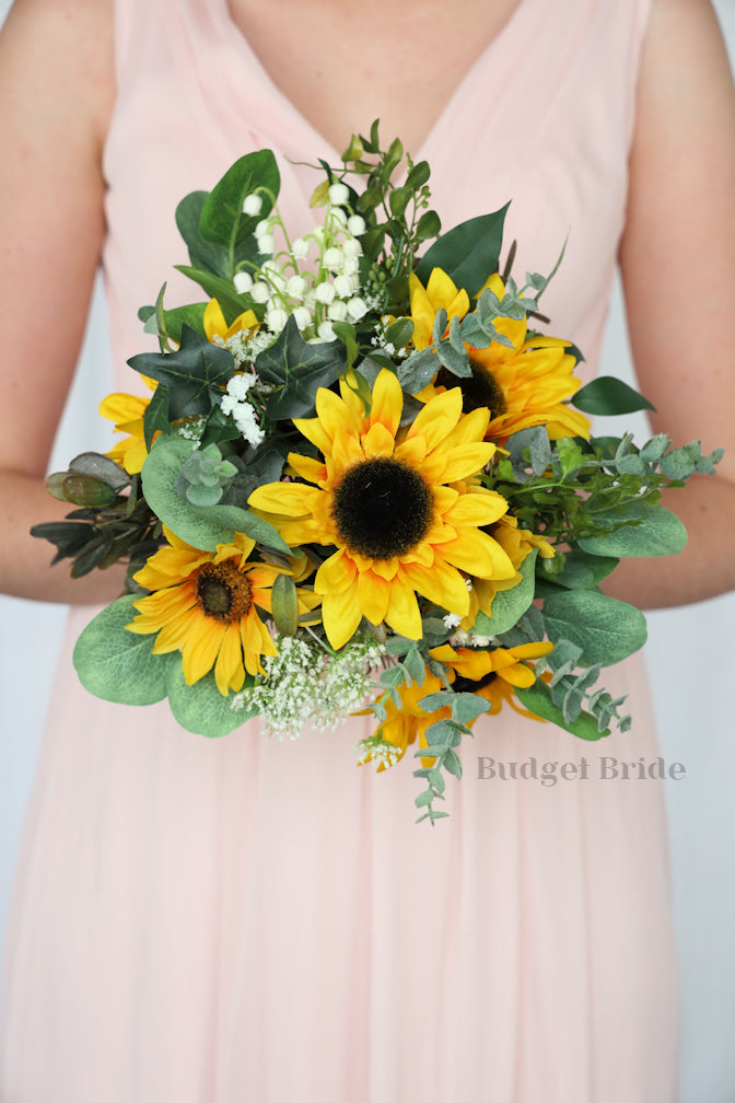 Silk Wedding Bouquet with Sunflowers - $195.00 | Sunforest