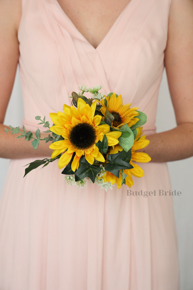 Silk Wedding Bouquet with Sunflowers - $45.00 | Sunforest