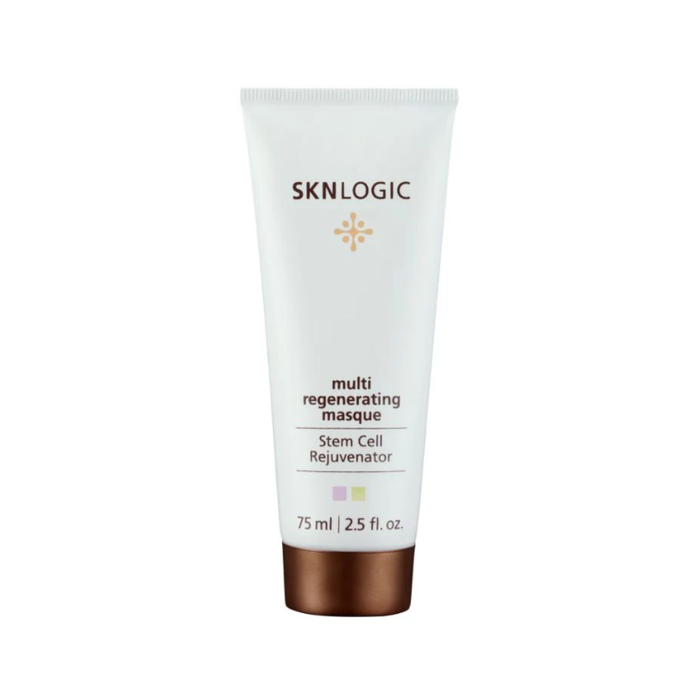 SKN011 SKNLOGIC Multi Regenerating Skin Masque 75ml | A white squeeze tube of SKNLOGIC Multi Regenerating Masque Stem Cell Rejuvenator with a metallic bronze cap, shown on a plain white background.