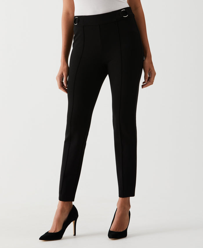 Slim Leg Ankle Pant with Hardware (Black)
