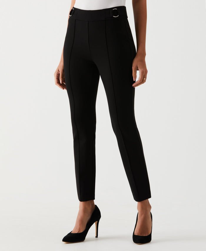 Slim Leg Ankle Pant with Hardware (Black)