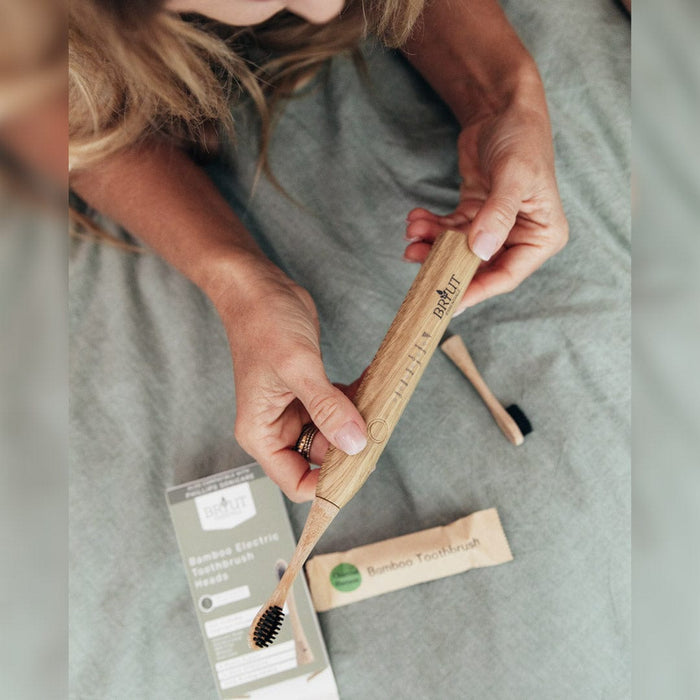 Briut Sonicare-compatible bamboo replacement heads packaging — plastic-free oral care
